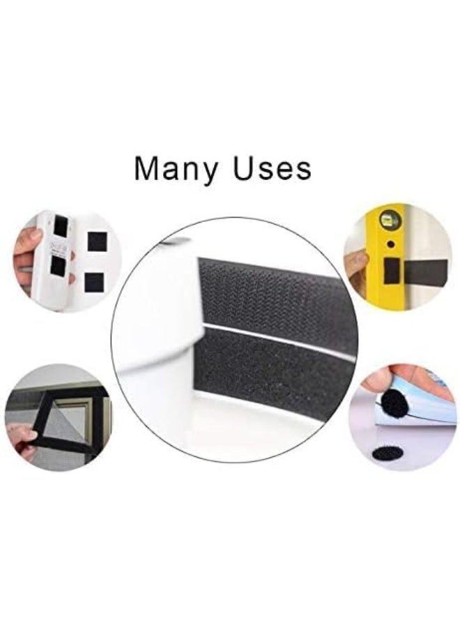 1m long reusable Velcro magic tape with a 1m x 2.3cm loop, adhesive backing, mounting strip, for home and office use, black - Image 2
